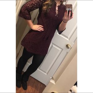 Purple lace long sleeve dress